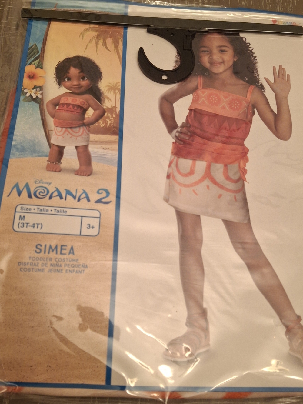 Disney Moana 2 Simea Orange and Cream Toddler Halloween Costume Size 3T-4T